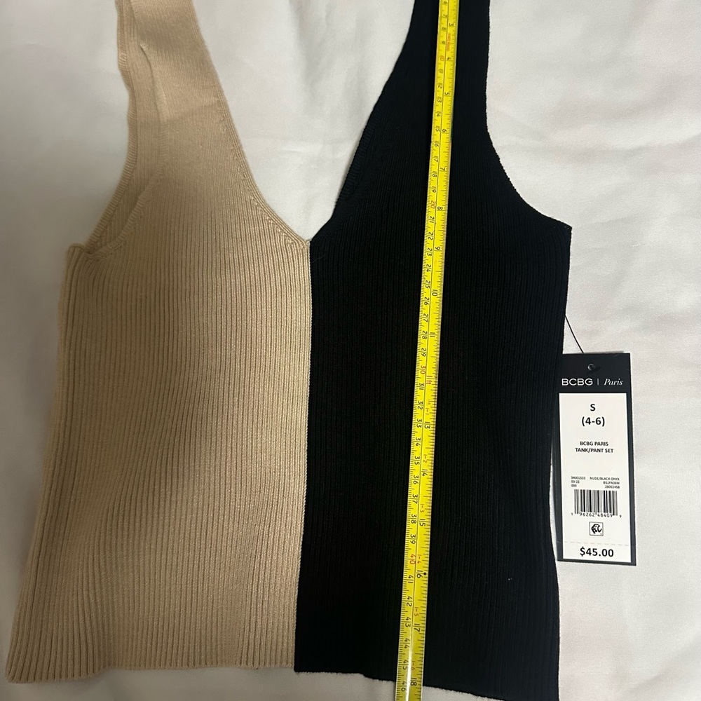 BCBG Black and Cream Colorblock pants and top sleevesless size small NWT. - Picture 7 of 16